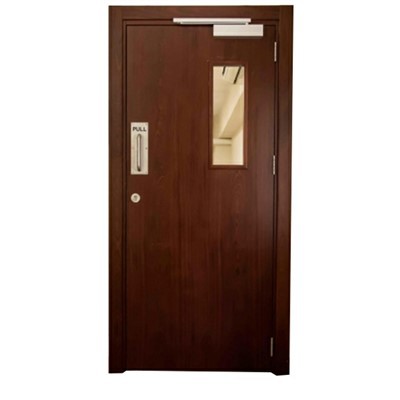 Houten zichtpaneel voor de branddeur